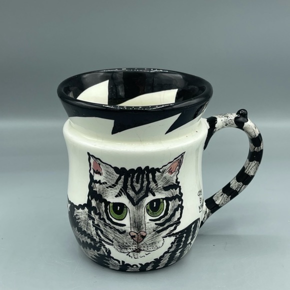 Nina Lyman Other - CATS BY NINA Lyman COFFEE Cup MUG Hand Painted TIGER Ceramic USA Kitty 2001 VTG